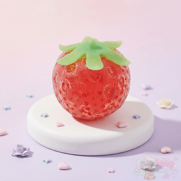 Squishy fraise XL rouge pailleté anti-stress