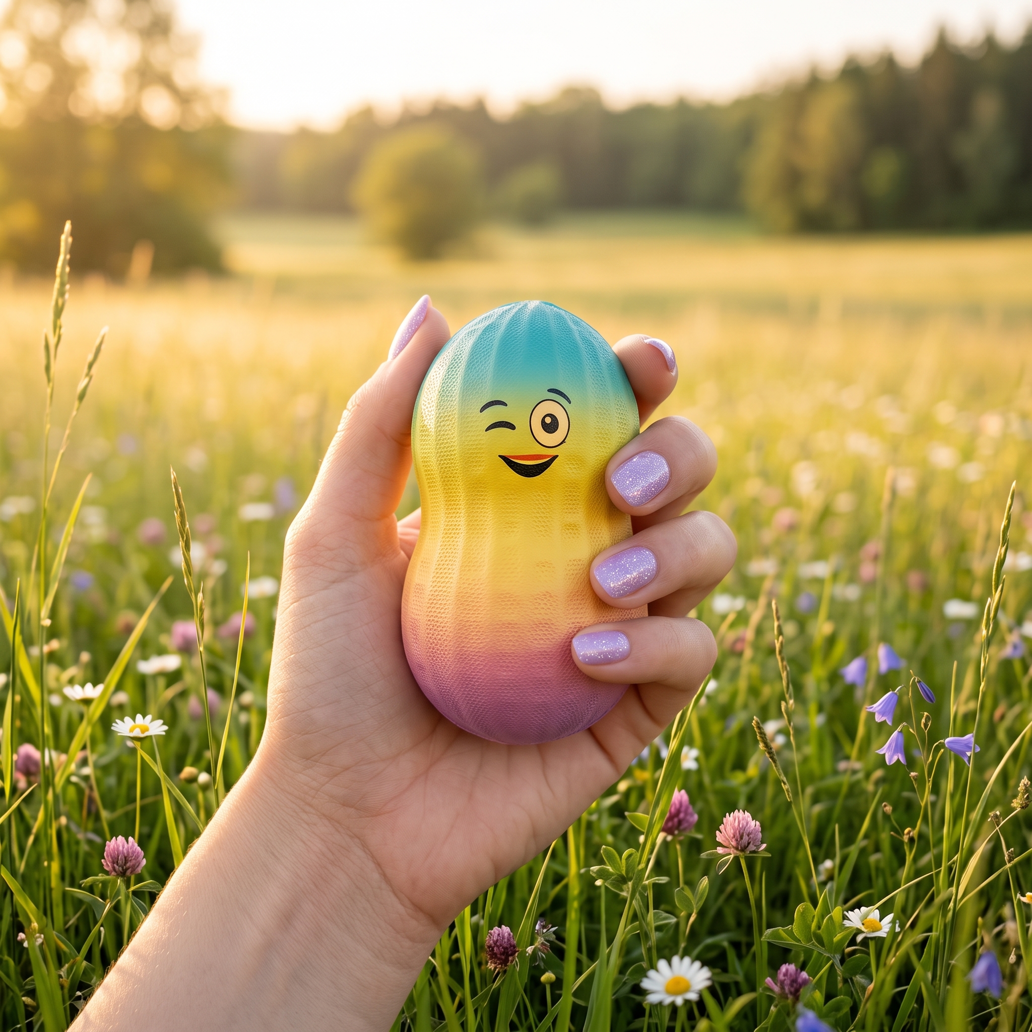Squishy Cacahuète 10 cm – Anti-Stress Gourmand Parfumé - Rainbow Clin d'œil