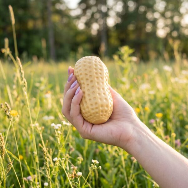 Squishy cacahuète craquante à coque texturée tenue dans la main