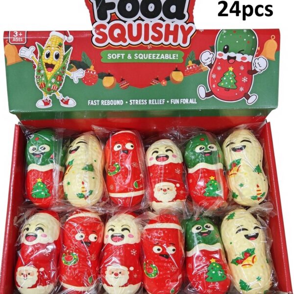 Squishy Cacahuète de Noël Présentoir 4 Modèles Aléatoires Assortis