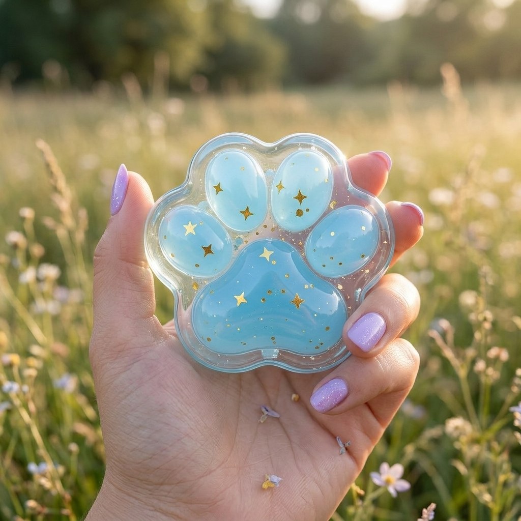Squishy Patte de Chat Transparente Jelly (7 cm) – Coussinets Cristal & Pompons Squishy Patte de Chat Transparente Jelly 7 cm – Bleu Cristal