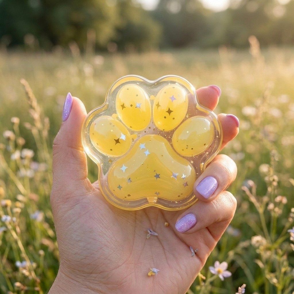Squishy Patte de Chat Transparente Jelly (7 cm) – Coussinets Cristal & Pompons Squishy Patte de Chat Transparente Jelly 7 cm – Jaune Cristal