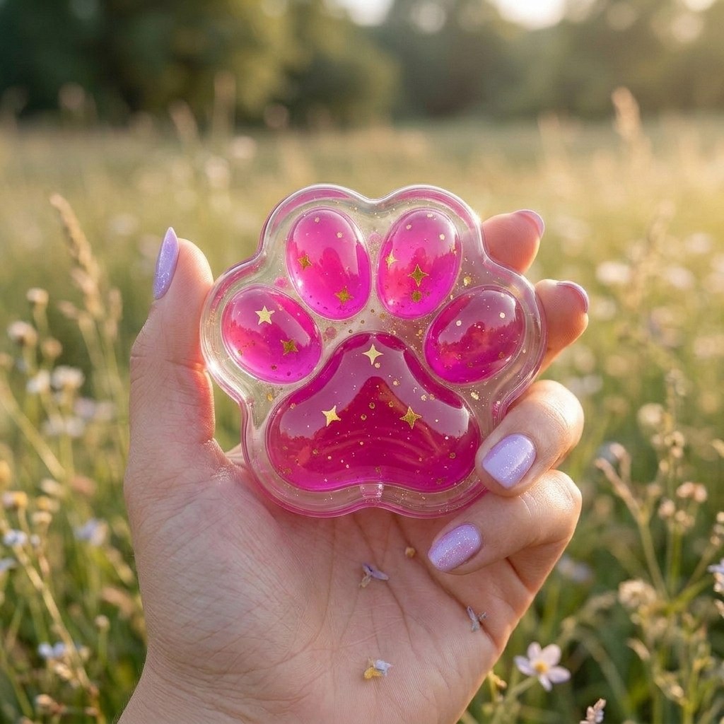Squishy Patte de Chat Transparente Jelly (7 cm) – Coussinets Cristal & Pompons Squishy Patte de Chat Transparente Jelly 7 cm – Magenta Cristal