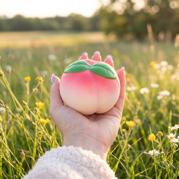 Squishy Pêche Veloutée Slow Rising 8 cm – Fruit Anti-Stress Moelleux